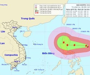 Siêu bão giật cấp 16 xuất hiện ngoài biển Đông