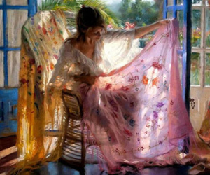 Những bức tranh đầy chất thơ về hoa và phụ nữ