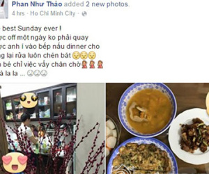 Phan Như Thảo được chồng đại gia "thân chinh" vào bếp