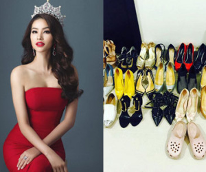 Phạm Hương mang cả tủ giày đi thi Hoa hậu Hoàn vũ 2015
