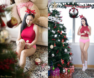 Hot girl "thổ dân" khoe ảnh Giáng sinh gợi cảm