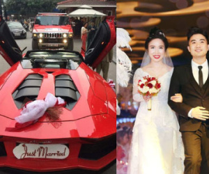 Đám cưới xa hoa đón dâu bằng siêu xe 30 tỷ của cô dâu xinh như hoa hậu