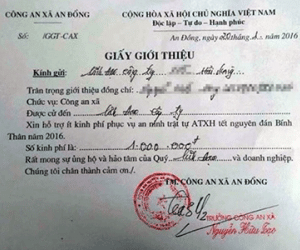 Công an xã xin doanh nghiệp tiền hỗ trợ Tết