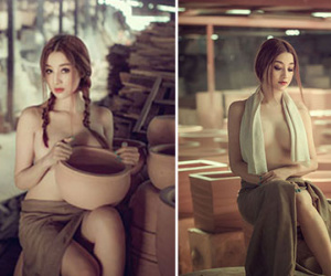 "Cô gái làng gốm" gây bão dư luận vì hình ảnh bán nude