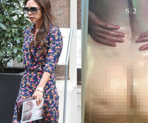 Victoria Beckham gây tò mò khi cầm bức ảnh khỏa thân trên tay