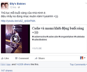 Elly Trần đăng video con gái cười tít mắt khi tập thể dục