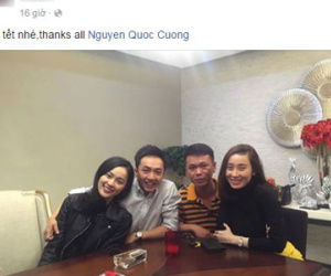 Hạ Vi ngả vào vai Cường Đô La giữa tiệc năm mới cùng bạn bè