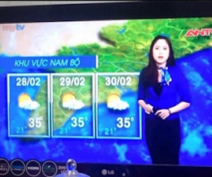 Dân mạng ngạc nhiên với bản tin dự báo thời tiết ngày...30/2