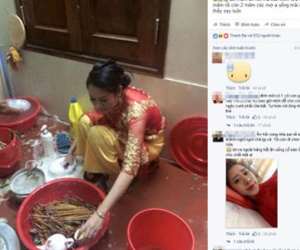 Cô dâu xinh đẹp rửa bát ngày đầu về nhà chồng sốt rần rần dân mạng