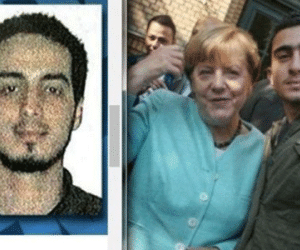 Bà Merkel chụp ảnh với người được cho là nghi phạm đánh bom Bỉ?