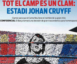 Barca có thể đổi tên sân Nou Camp để tri ân Johan Cruyff
