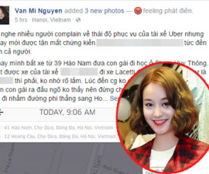 Hot girl Mi Vân bức xúc vì bị tài xế Uber chửi tục và bỏ mặc hai mẹ con giữa đường