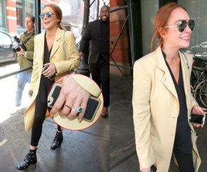 Lindsay Lohan tươi tắn trên phố khoe nhẫn đính hôn với thiếu gia giàu có