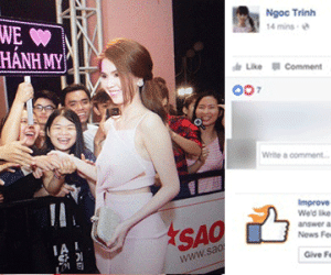 Ngọc Trinh chia sẻ ảnh đã xóa tên và hình Khánh My tại thảm đỏ BNHV