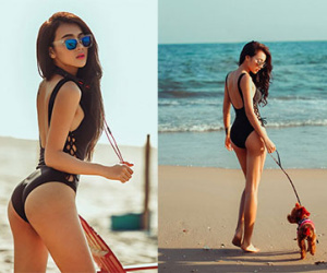 Hot girl Nga Tây khoe thân hình bốc lửa trên bãi biển