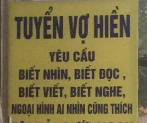 Cãi nhau, chồng treo bảng tuyển vợ mới