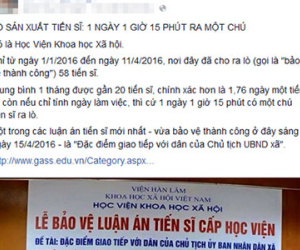 Viện hàn lâm Khoa học Xã hội VN phản hồi thông tin "Lò sản xuất tiến sĩ"