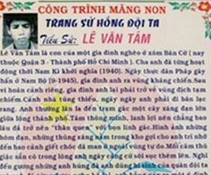 Ảnh sát nhân án tử minh họa anh hùng Lê Văn Tám ở "Trang sử hồng"