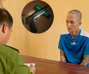 Tên trộm có 4 tiền án thủ sẵn súng ngắn theo người
