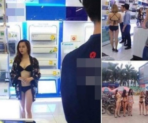 Mặc bikini quảng cáo điện máy: Sẽ xử phạt mức cao nhất