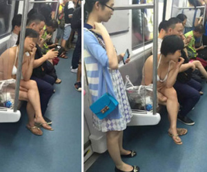 Thiếu nữ hồn nhiên mặc đồ lót đi tàu điện ngầm