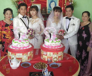 Hai anh em song sinh ở Cà Mau cưới hai chị em song sinh