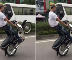 Phạt thanh niên phóng xe bốc đầu hơn 7 triệu đồng
