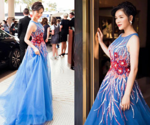 Lý Nhã Kỳ diện đầm ren xanh "bừng sáng" lễ bế mạc LHP Cannes