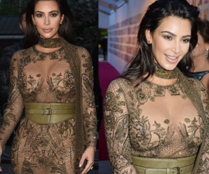 Kim Kardashian diện váy xuyên thấu khoe vòng một