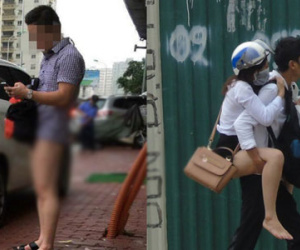"Vừa bi vừa hài" cảnh người đàn ông lột quần lội nước