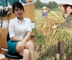 "Truy tìm" cô gái đang "gây bão": Làm NV ngân hàng, cuối tuần về gặt lúa mà vẫn da trắng dáng xinh
