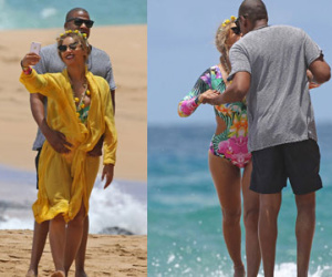 Vợ chồng Beyonce không ngừng tình tứ trên bãi biển