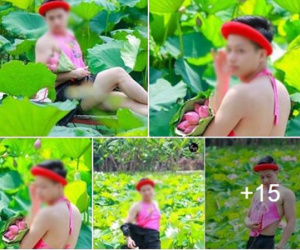 Dân mạng lên án chàng trai mặc áo yếm gợi cảm bên hồ sen