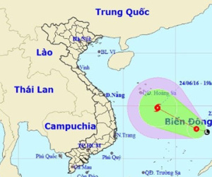 Áp thấp nhiệt đới hướng về quần đảo Hoàng Sa