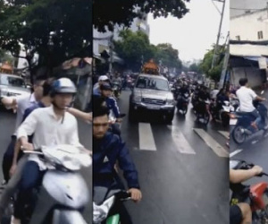 Hàng chục thanh niên đầu trần, nẹt pô gây náo loạn đám tang trên phố