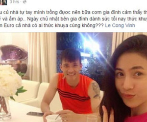 Thủy Tiên - Công Vinh trồng rau trong khuôn viên biệt thự