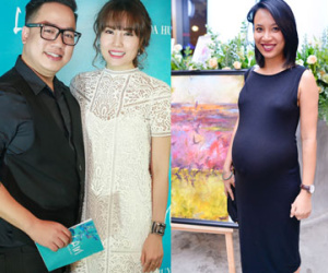 MC Thùy Minh "bế" bụng bầu tròn vo đi sự kiện