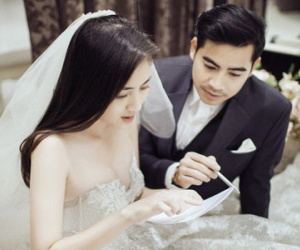 Ông xã diễn viên đưa Ngọc Lan đi thử váy cưới