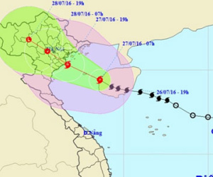 Bão Mirinae mạnh cấp 9, hướng vào Hải Phòng-Thanh Hóa