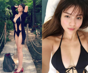 Thủy Top khoe 3 vòng bốc lửa khi đi du lịch