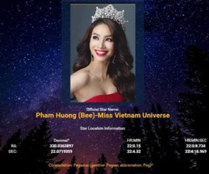 Phạm Hương là Hoa hậu đầu tiên được fan tặng cả sao thiên văn