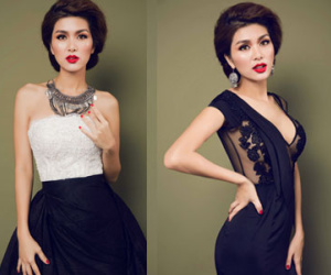 Bà mẹ hai con Oanh Yến gợi cảm với đầm dạ hội