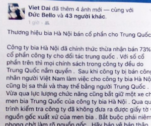 Người bán bia Huda lên facebook nói xấu bia Hà Nội bị phạt tiền