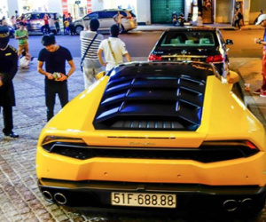 Cường Đô La lái siêu xe Huracan trên đường Sài Gòn