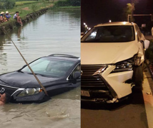 Hà Nội: Hai xe SUV tiền tỷ Lexus RX350 gặp nạn