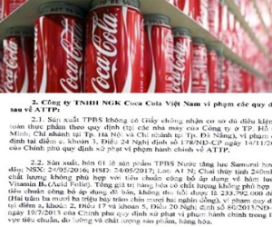 Bộ Y tế công bố hàng loạt sai phạm của Coca Cola Việt Nam