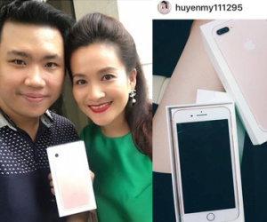 Á hậu Huyền My, vợ Bình Minh khoe iPhone 7 mới tậu