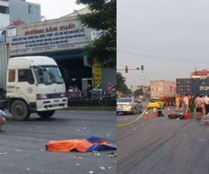 Hai anh em ruột bị bánh xe container chèn qua tử vong thương tâm