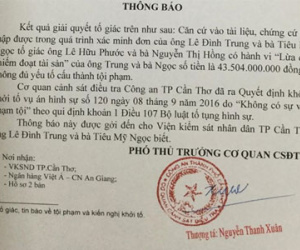 Không khởi tố vụ "bỗng dưng mất 43 tỷ trong sổ tiết kiệm"