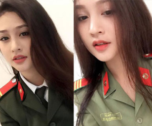 Dân mạng "chao đảo" vì vẻ đẹp không tỳ vết của nữ công an 9x